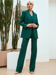 Casual Double Breasted Notched Blazer Vest Pants Solid Tuxedo Plus Size Three Piece Office Suit Mssza