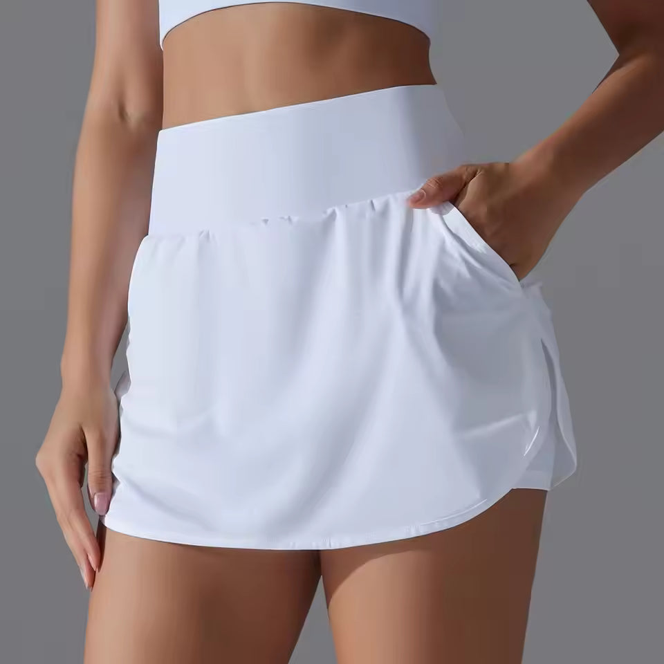 Casual Double Layer High Waist Stretch Athletic Workout Shorts Mssza