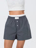 Casual Double Layered Elastic Waist Button Front Wide Shorts Mssza