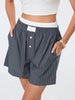 Casual Double Layered Elastic Waist Button Front Wide Shorts Mssza