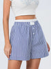 Casual Double Layered Elastic Waist Button Front Wide Shorts Mssza