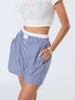 Casual Double Layered Elastic Waist Button Front Wide Shorts Mssza