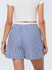 Casual Double Layered Elastic Waist Button Front Wide Shorts Mssza