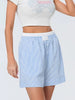 Casual Double Layered Elastic Waist Button Front Wide Shorts Mssza