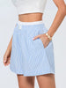 Casual Double Layered Elastic Waist Button Front Wide Shorts Mssza