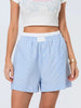 Casual Double Layered Elastic Waist Button Front Wide Shorts Mssza