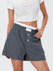 Casual Double Layered Elastic Waist Button Front Wide Shorts Mssza
