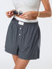 Casual Double Layered Elastic Waist Button Front Wide Shorts Mssza