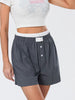Casual Double Layered Elastic Waist Button Front Wide Shorts Mssza