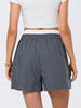 Casual Double Layered Elastic Waist Button Front Wide Shorts Mssza