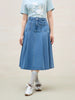 Casual Double Pocket Denim Pleated Slim Fit Skirt Mssza