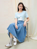 Casual Double Pocket Denim Pleated Slim Fit Skirt Mssza