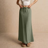 Casual Drawstring Low Waist A-Line Beach Style Bodycon Long Maxi Skirt Mssza
