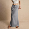 Casual Drawstring Low Waist A-Line Beach Style Bodycon Long Maxi Skirt Mssza