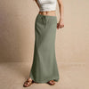 Casual Drawstring Low Waist A-Line Beach Style Bodycon Long Maxi Skirt Mssza