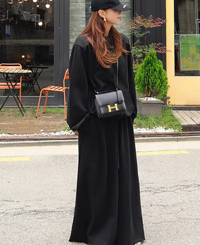 Casual Drawstring Solid Color Loose Wide Leg Bottoms Pants Mssza