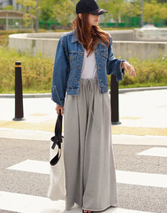 Casual Drawstring Solid Color Loose Wide Leg Bottoms Pants Mssza
