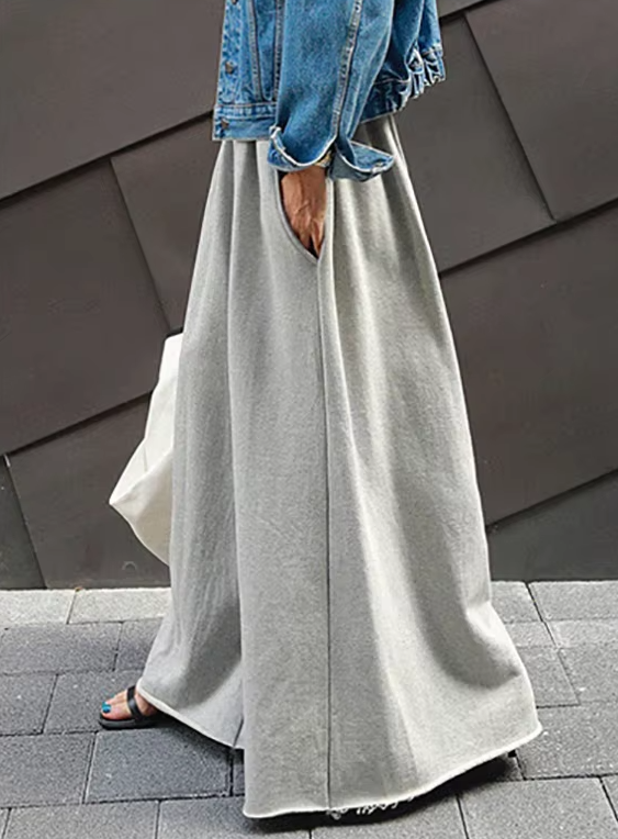 Casual Drawstring Solid Color Loose Wide Leg Bottoms Pants Mssza