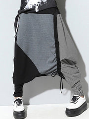 Casual Drop-Crotch Patchwork Harem Pants Mssza