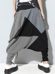 Casual Drop-Crotch Patchwork Harem Pants Mssza