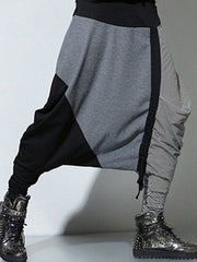 Casual Drop-Crotch Patchwork Harem Pants Mssza