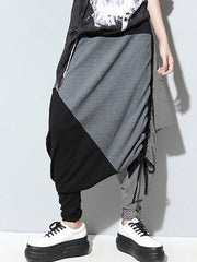 Casual Drop-Crotch Patchwork Harem Pants Mssza