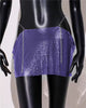 Casual Dropped Metal A-LINE Sequins Beach Nightclub Streetwear Mini Skirt Mssza