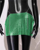 Casual Dropped Metal A-LINE Sequins Beach Nightclub Streetwear Mini Skirt Mssza