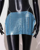 Casual Dropped Metal A-LINE Sequins Beach Nightclub Streetwear Mini Skirt Mssza