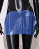 Casual Dropped Metal A-LINE Sequins Beach Nightclub Streetwear Mini Skirt Mssza