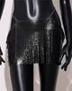 Casual Dropped Metal A-LINE Sequins Beach Nightclub Streetwear Mini Skirt Mssza