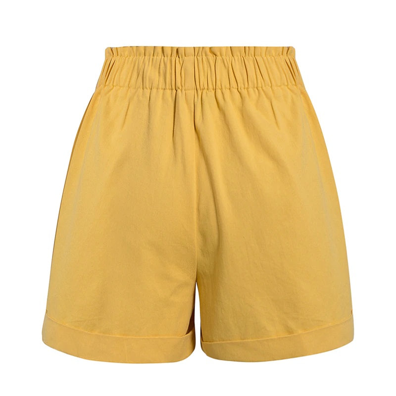 Casual Elastic High Waist Shorts Mssza
