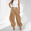 Casual Elastic Waist Drawstring Streetwear Multi-pocket Denim Pants Mssza