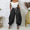 Casual Elastic Waist Drawstring Streetwear Multi-pocket Denim Pants Mssza