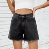 Casual Elastic Waist Frayed Hem Streetwear All-match Loose Jean Denim Shorts Mssza