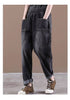 Casual Elastic Waist Thickness Denim Harem Multi-pocket Jeans Mssza