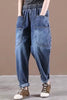 Casual Elastic Waist Thickness Denim Harem Multi-pocket Jeans Mssza