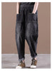 Casual Elastic Waist Thickness Denim Harem Multi-pocket Jeans Mssza