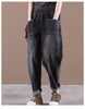 Casual Elastic Waist Thickness Denim Harem Multi-pocket Jeans Mssza