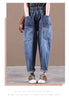 Casual Elastic Waist Thickness Denim Harem Multi-pocket Jeans Mssza