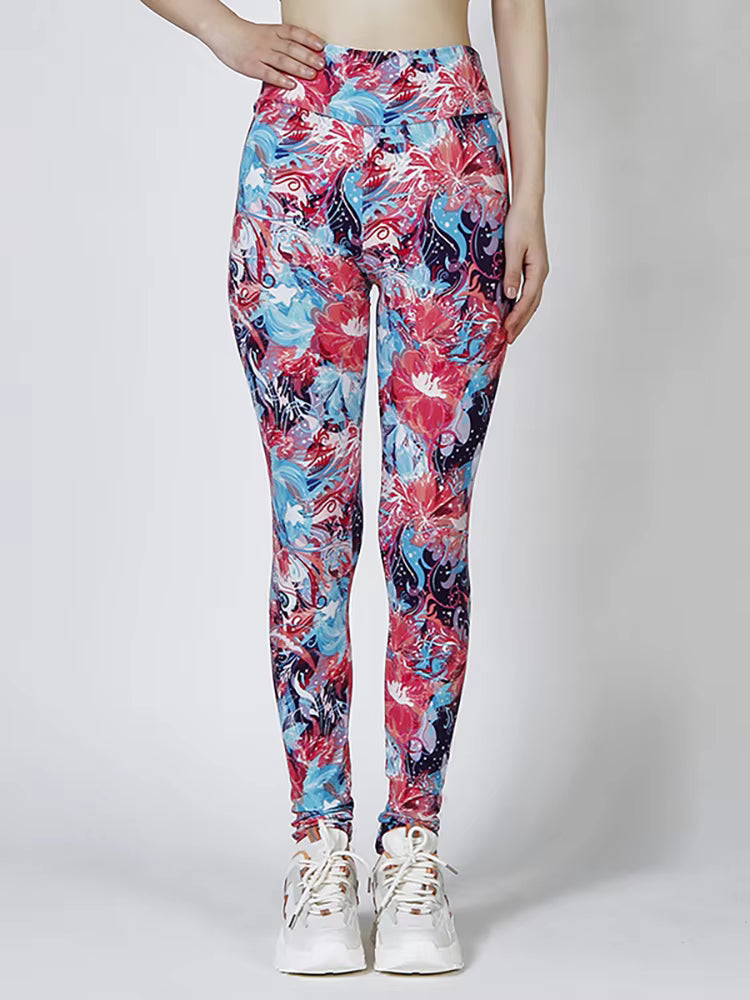 Casual Workout High Waist Printed Elastic Fitness Leggings Mssza