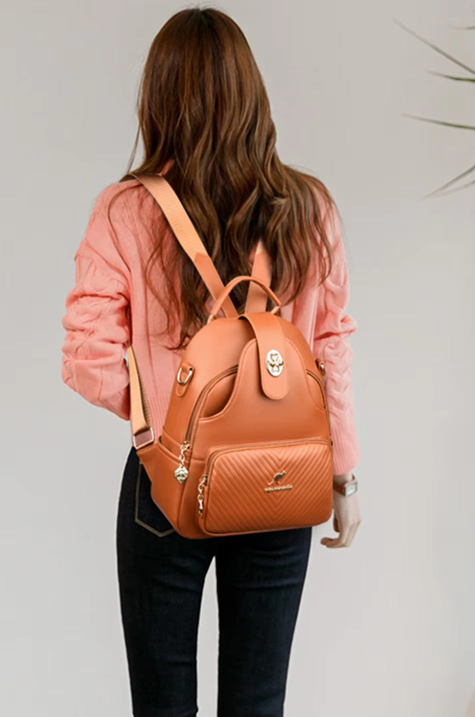 Casual Embossing High Quality Soft Leather Backpack Mssza
