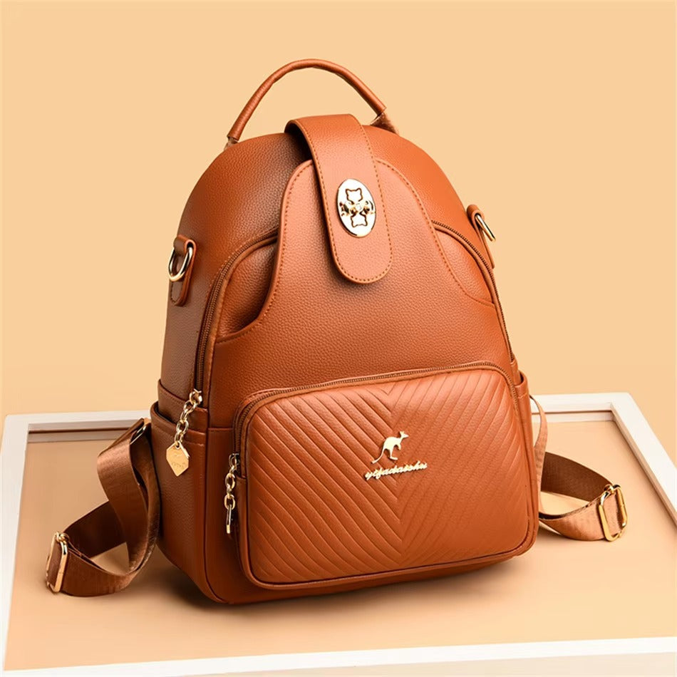 Casual Embossing High Quality Soft Leather Backpack Mssza