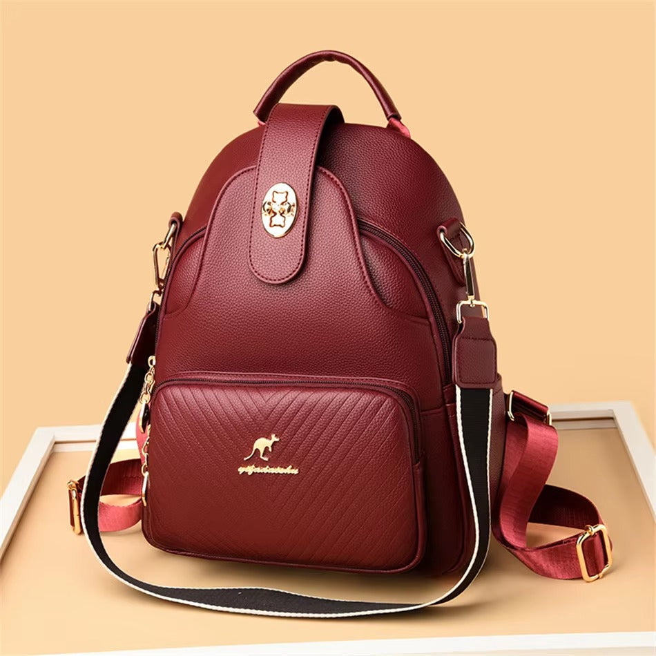 Casual Embossing High Quality Soft Leather Backpack Mssza