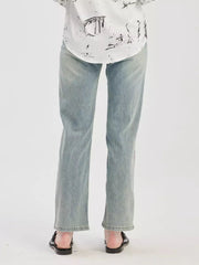 Casual Embroidery Applique Cropped Straight Jeans Mssza