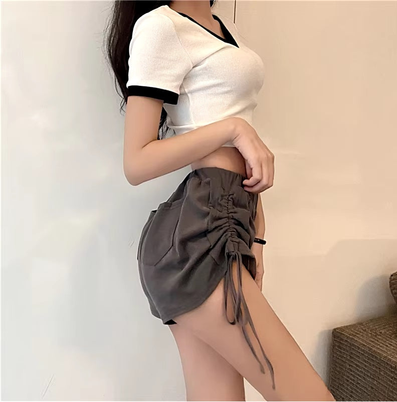 Casual Cute Outerwear High Waisted Short Mssza