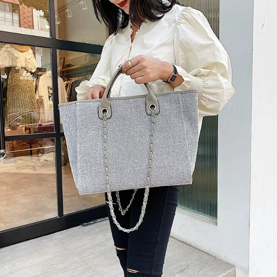 Casual Make Up Designer Large Capacity Shoulder Crossbody Chain Tote Bag Mssza