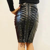 Casual Faux Leather High Waist Back Zipper Bodycon Pencil Knee Length Skirt Mssza