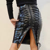 Casual Faux Leather High Waist Back Zipper Bodycon Pencil Knee Length Skirt Mssza