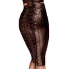 Casual Faux Leather High Waist Back Zipper Bodycon Pencil Knee Length Skirt Mssza
